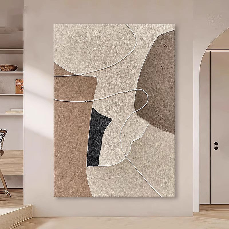 Wabi-Sabi Inspired Textured Wall Art - Neutral Geometric Shapes, Earth-Toned Minimalist Decor