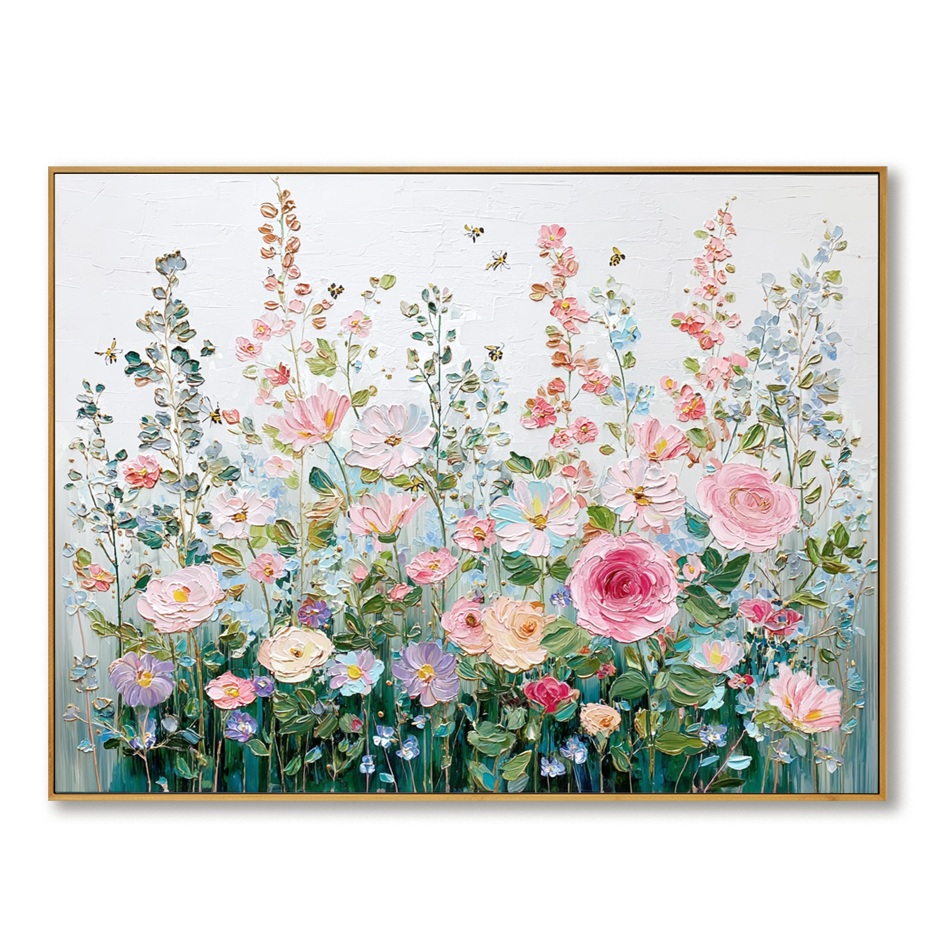 Floral Symphony - Pastel Bloom Textured Oil Painting