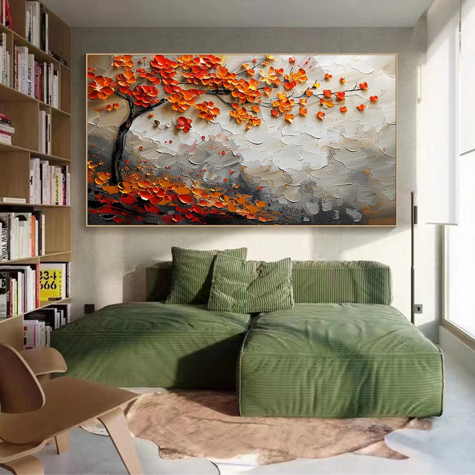 Autumn Serenade-Textured Fall Tree Oil Painting on Canvas for Luxury Decor