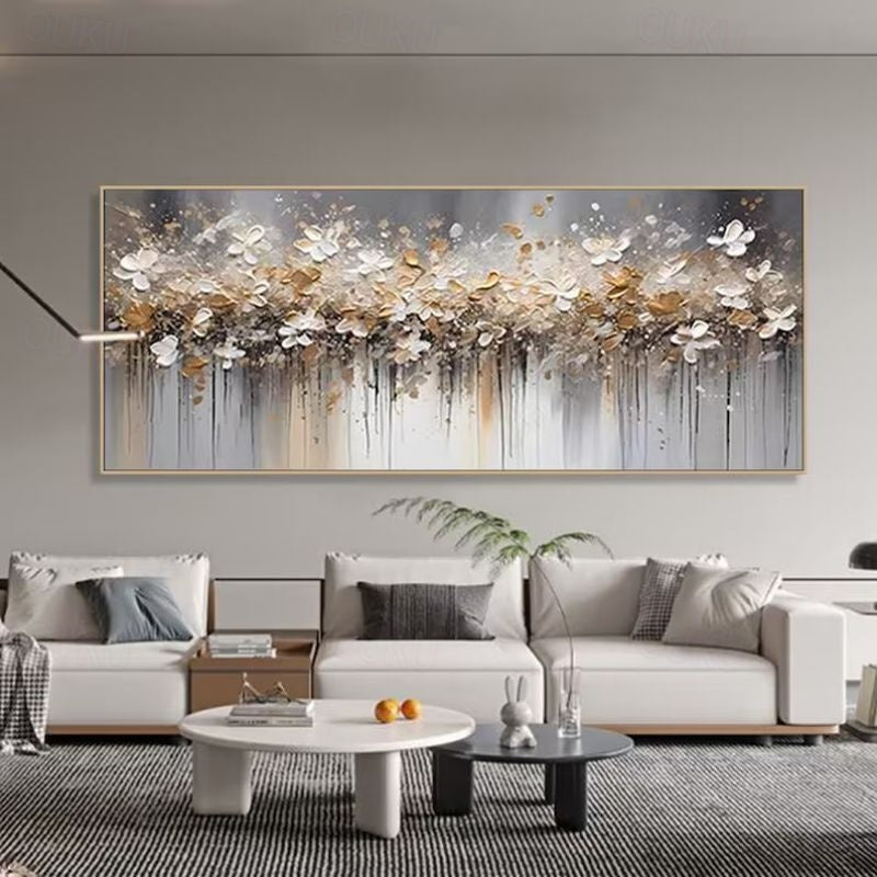 Misty Blossom Dreams-Abstract Floral Painting for Modern Home Decor
