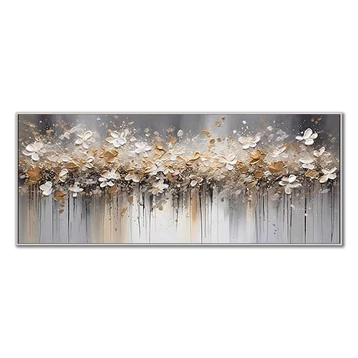 Textured Floral Oil Painting - Neutral Tones Abstract Flower Wall Art for Home Decor