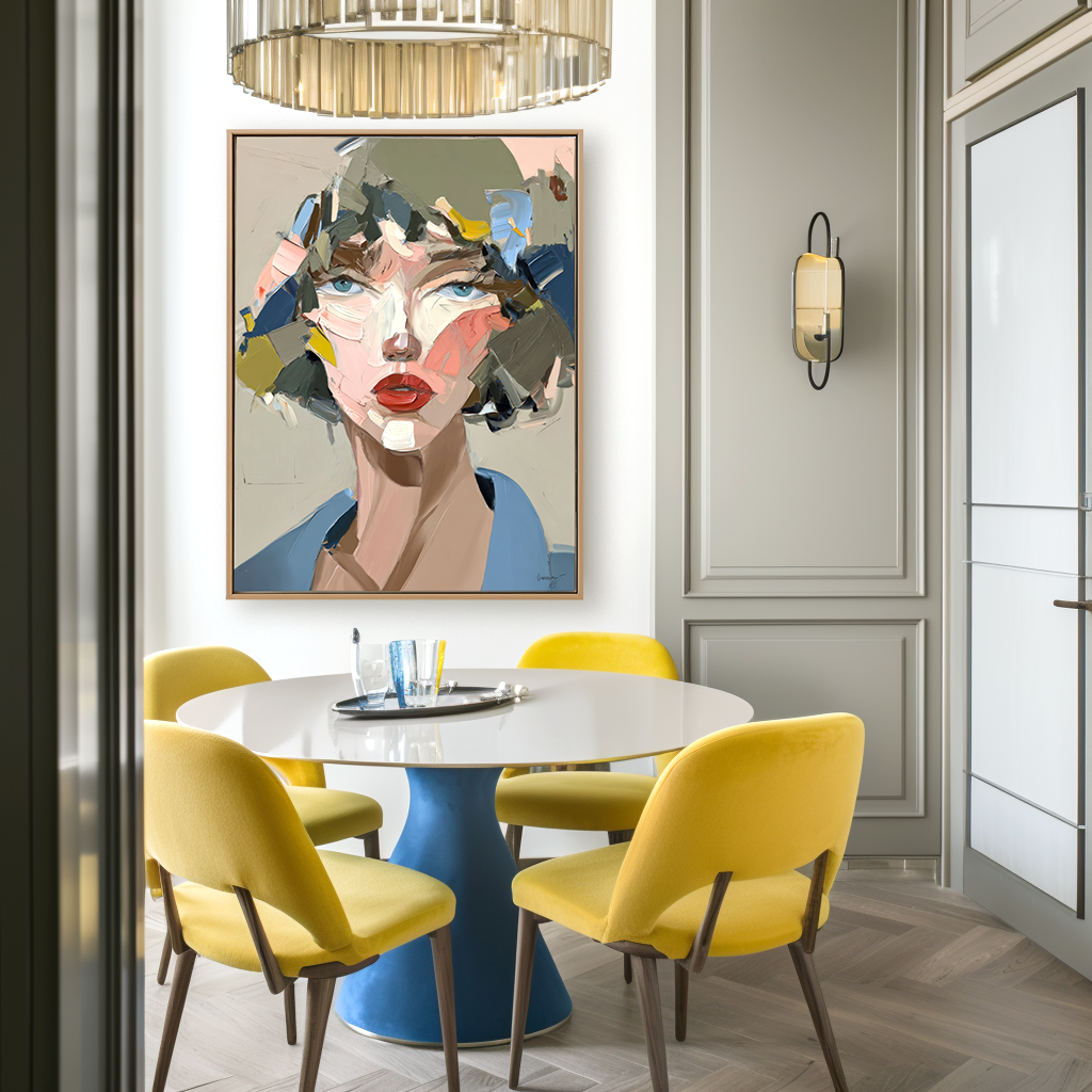 Bold Gaze – Plaster Art Texture Painting Abstract Female Portrait Oil Painting on Canvas