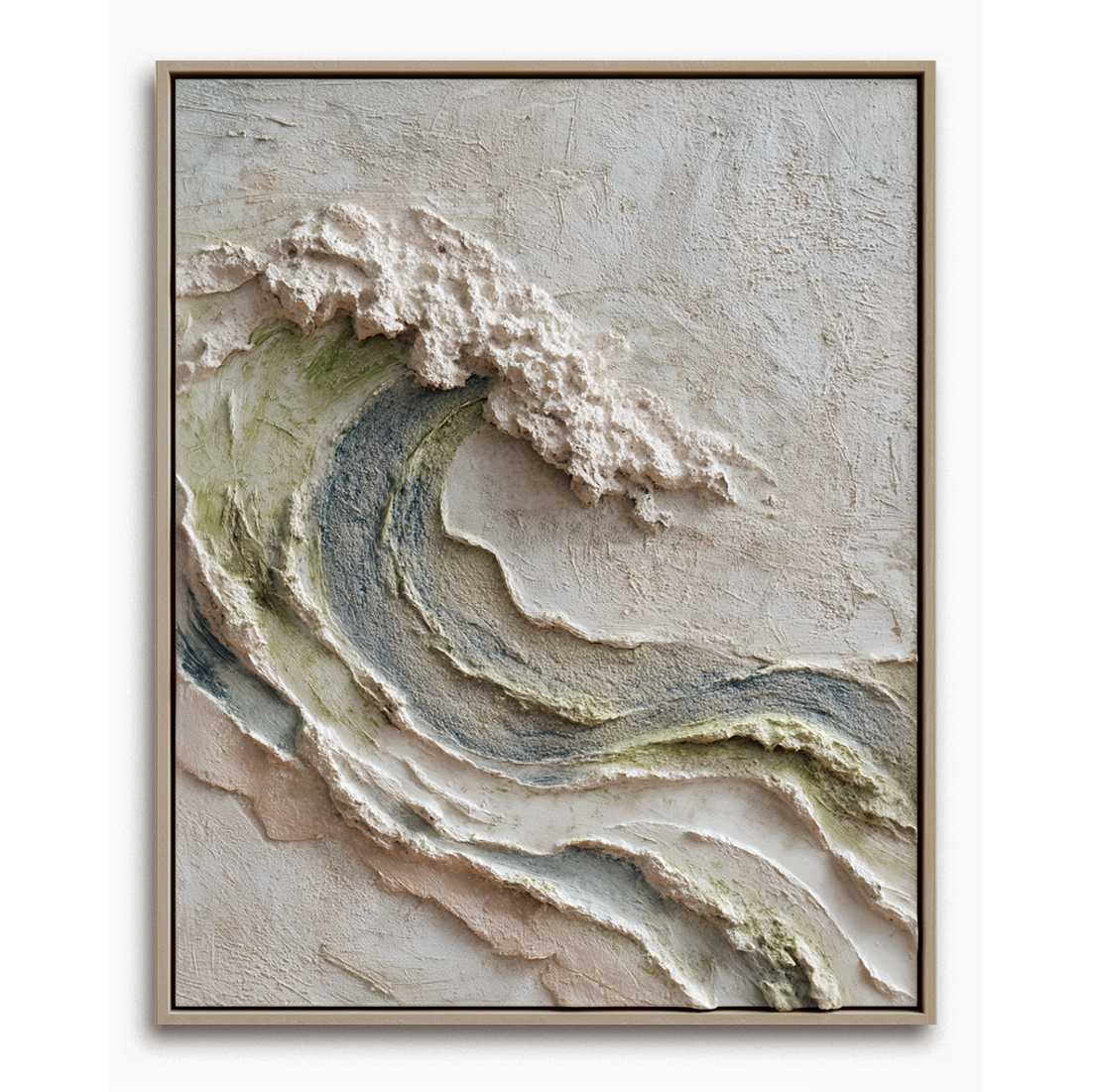 Crested Silence – 3D Textured Wave Wall Art Abstract Ocean Wave Painting