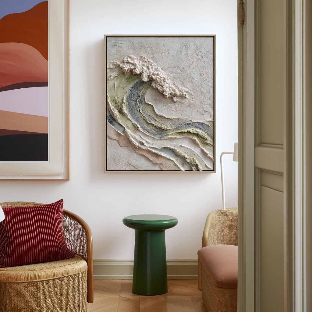 Crested Silence – 3D Textured Wave Wall Art Abstract Ocean Wave Painting