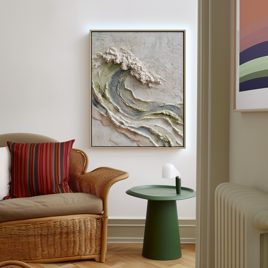 Crested Silence – 3D Textured Wave Wall Art Abstract Ocean Wave Painting