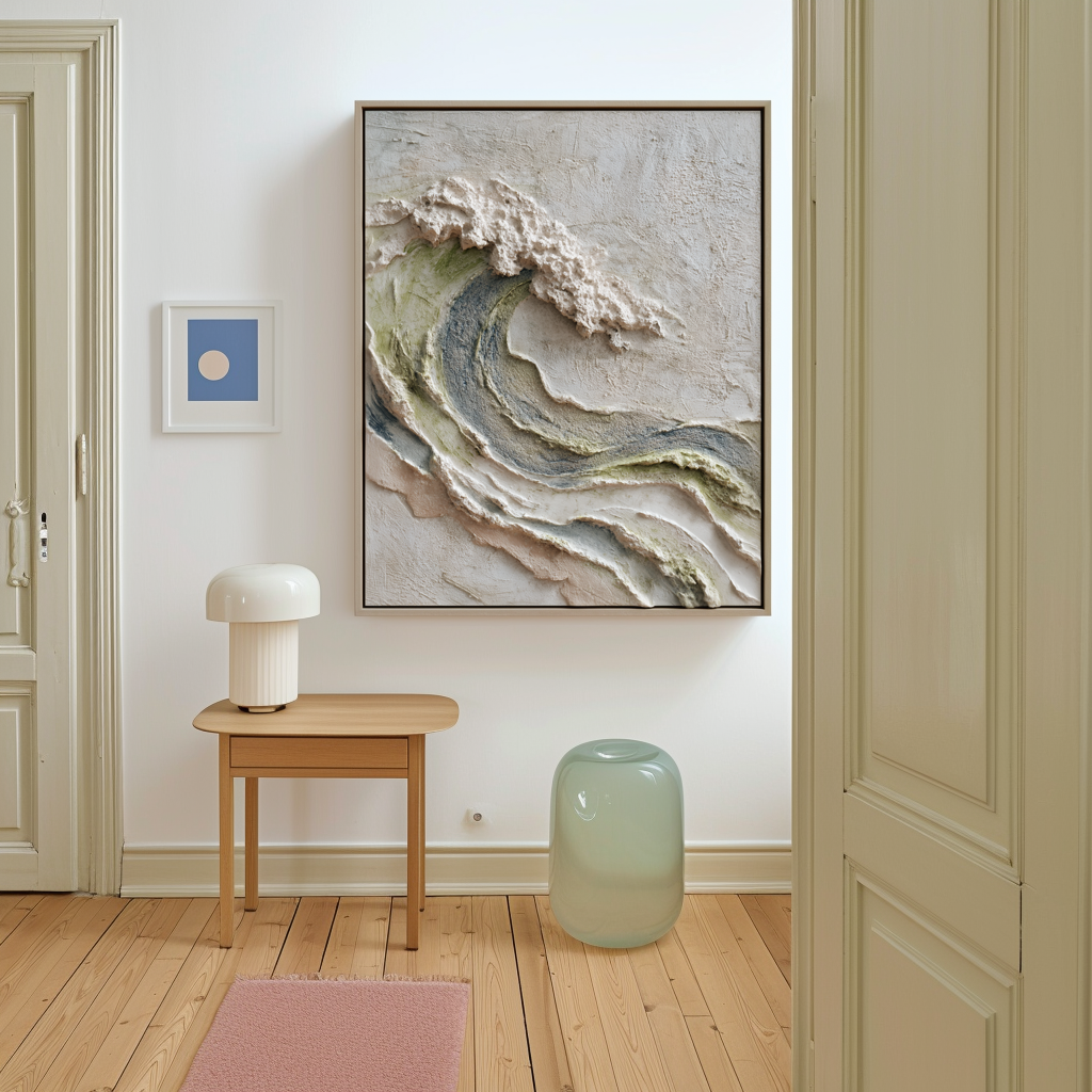 Crested Silence – 3D Textured Wave Wall Art Abstract Ocean Wave Painting