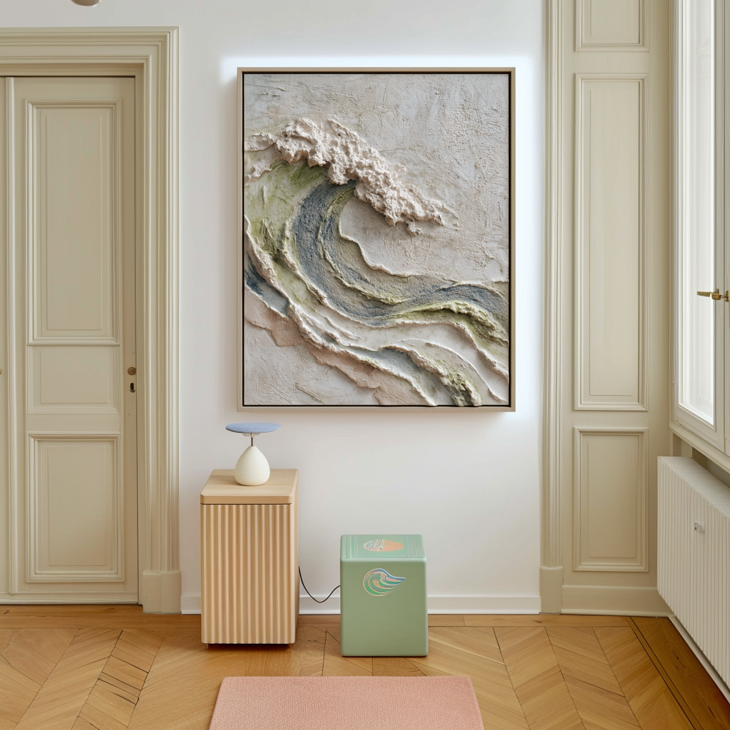 Crested Silence – 3D Textured Wave Wall Art Abstract Ocean Wave Painting