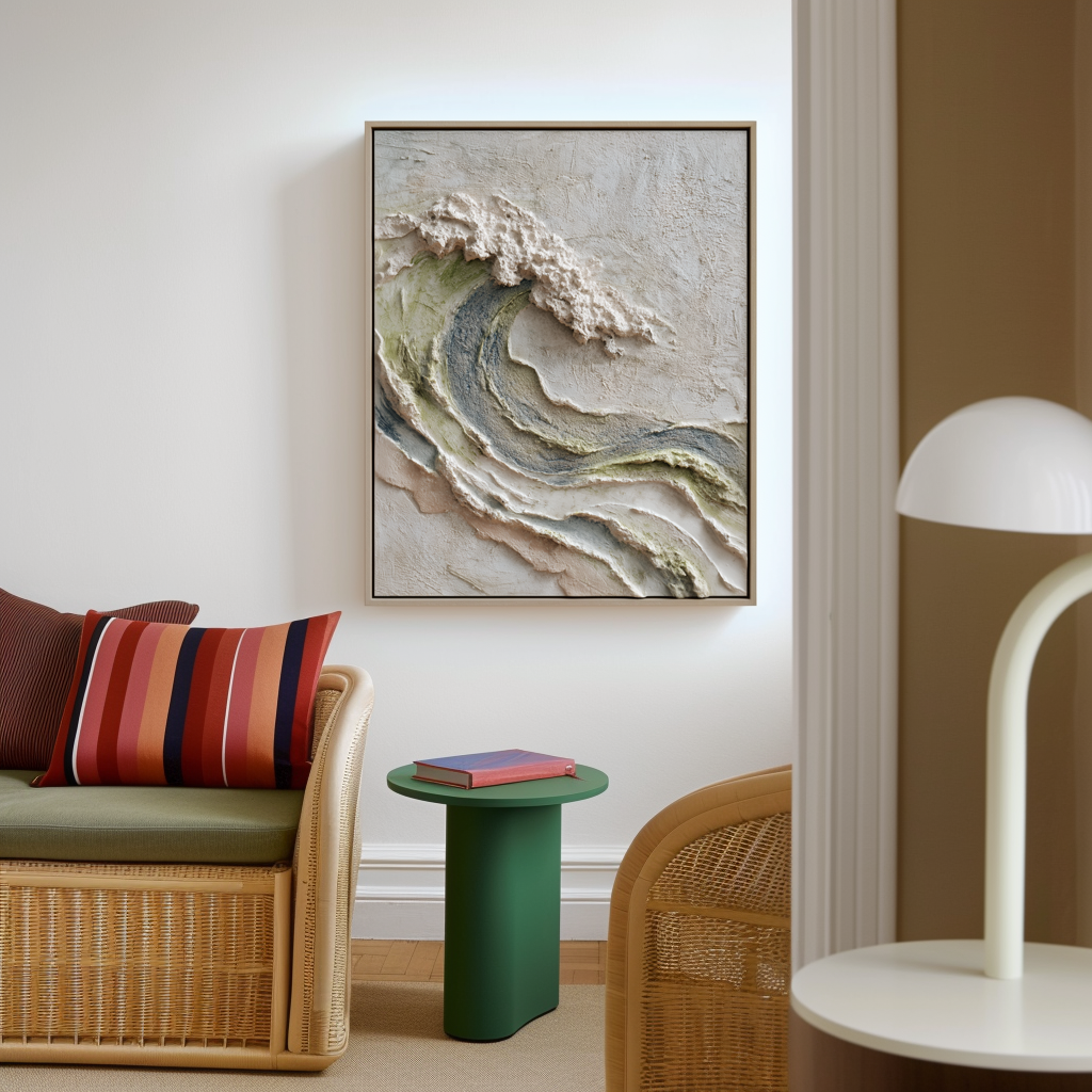 Crested Silence – 3D Textured Wave Wall Art Abstract Ocean Wave Painting