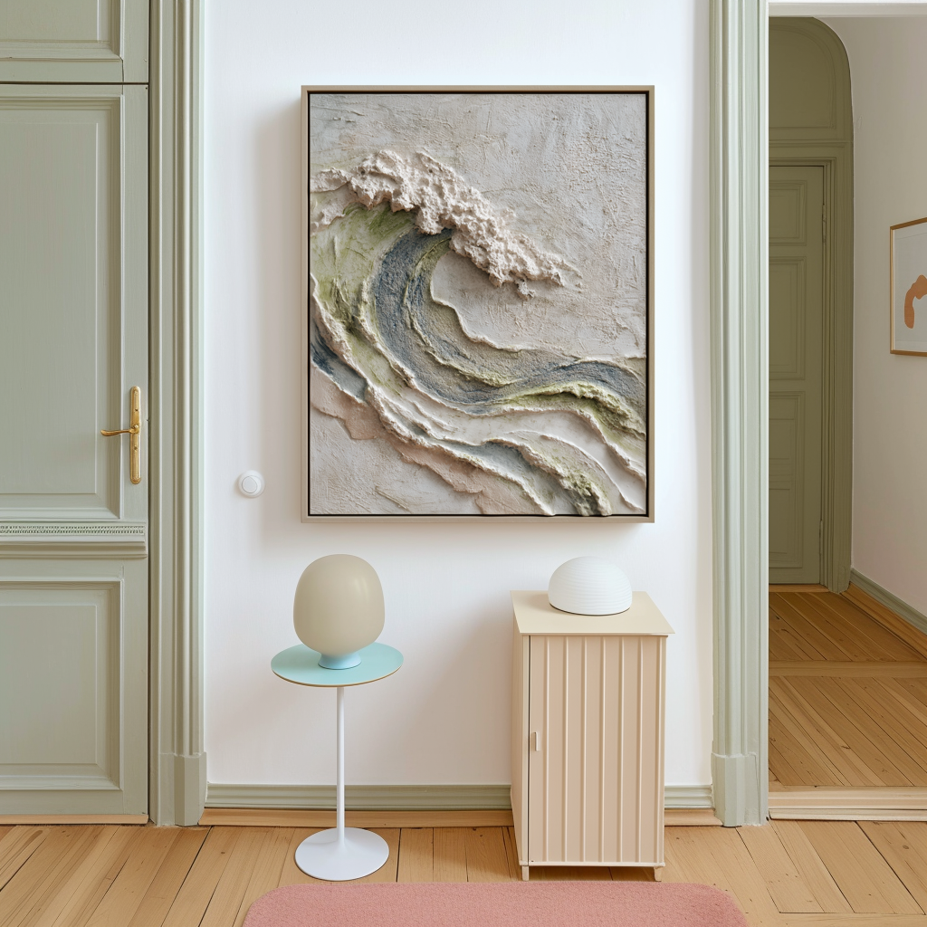 Crested Silence – 3D Textured Wave Wall Art Abstract Ocean Wave Painting