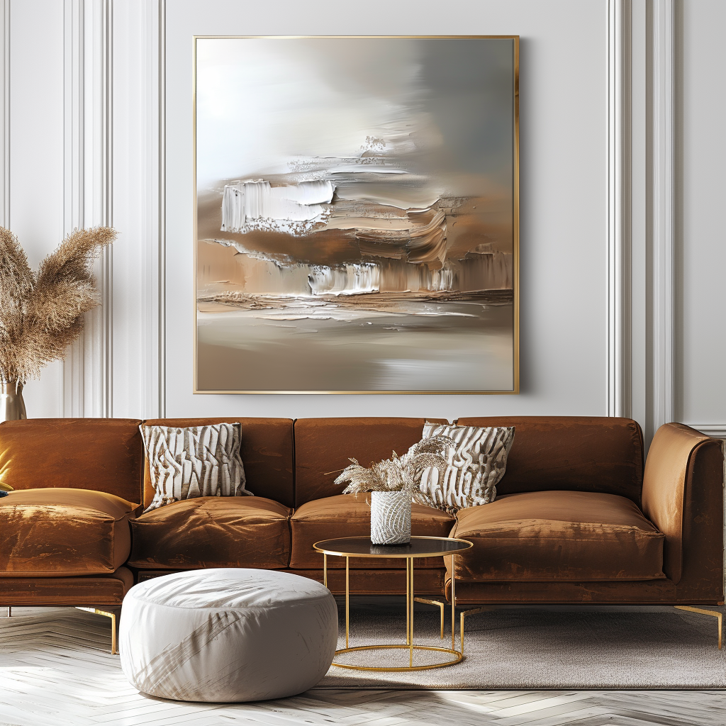Desert Mirage - Abstract Textured Oil Painting, Modern Neutral Tones Wall Art for Home Decor