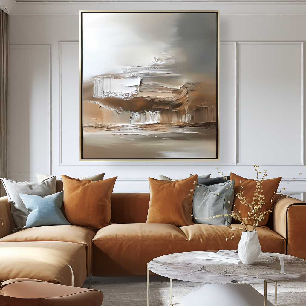 Desert Mirage - Abstract Textured Oil Painting, Modern Neutral Tones Wall Art for Home Decor