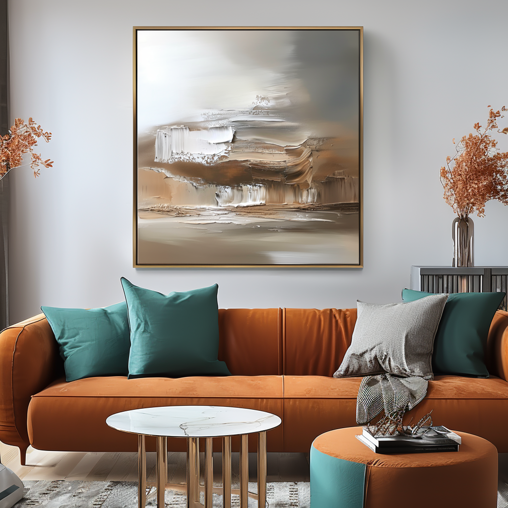Desert Mirage - Abstract Textured Oil Painting, Modern Neutral Tones Wall Art for Home Decor