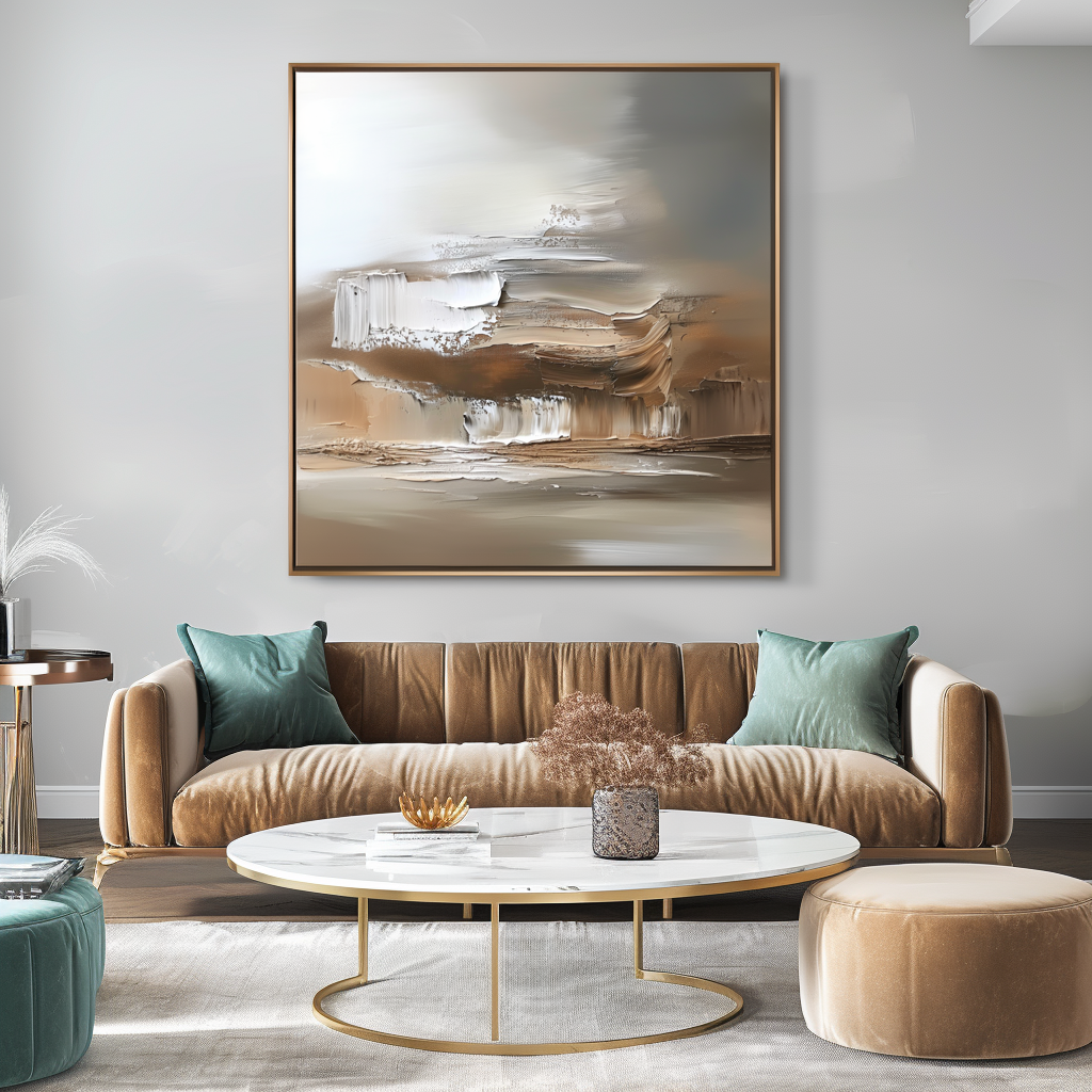 Desert Mirage - Abstract Textured Oil Painting, Modern Neutral Tones Wall Art for Home Decor