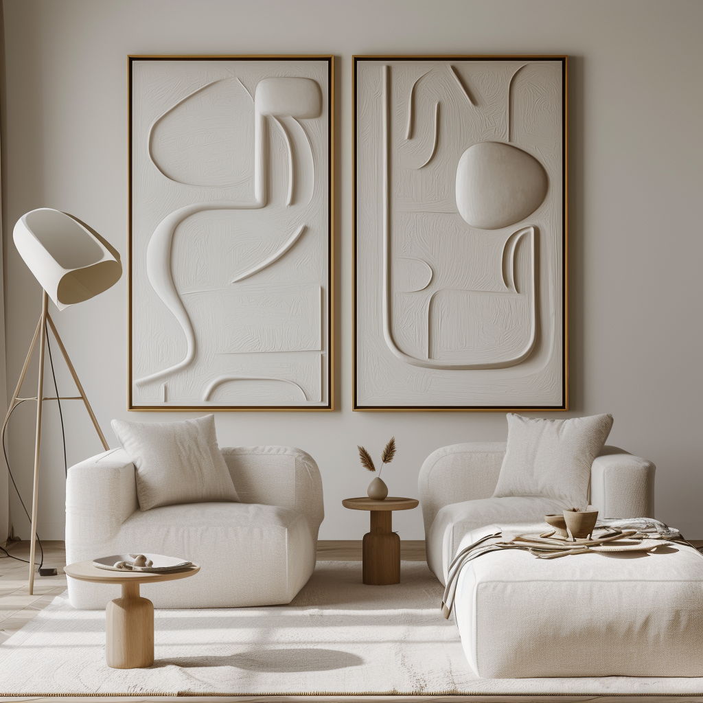 Dual Symphony-Beige Textured Minimalist Abstract Painting for Modern Interiors