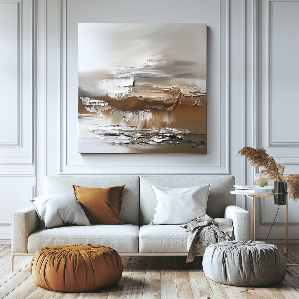 Earthbound Serenity - Handcrafted Textured Abstract Oil Painting for Modern Home Decor