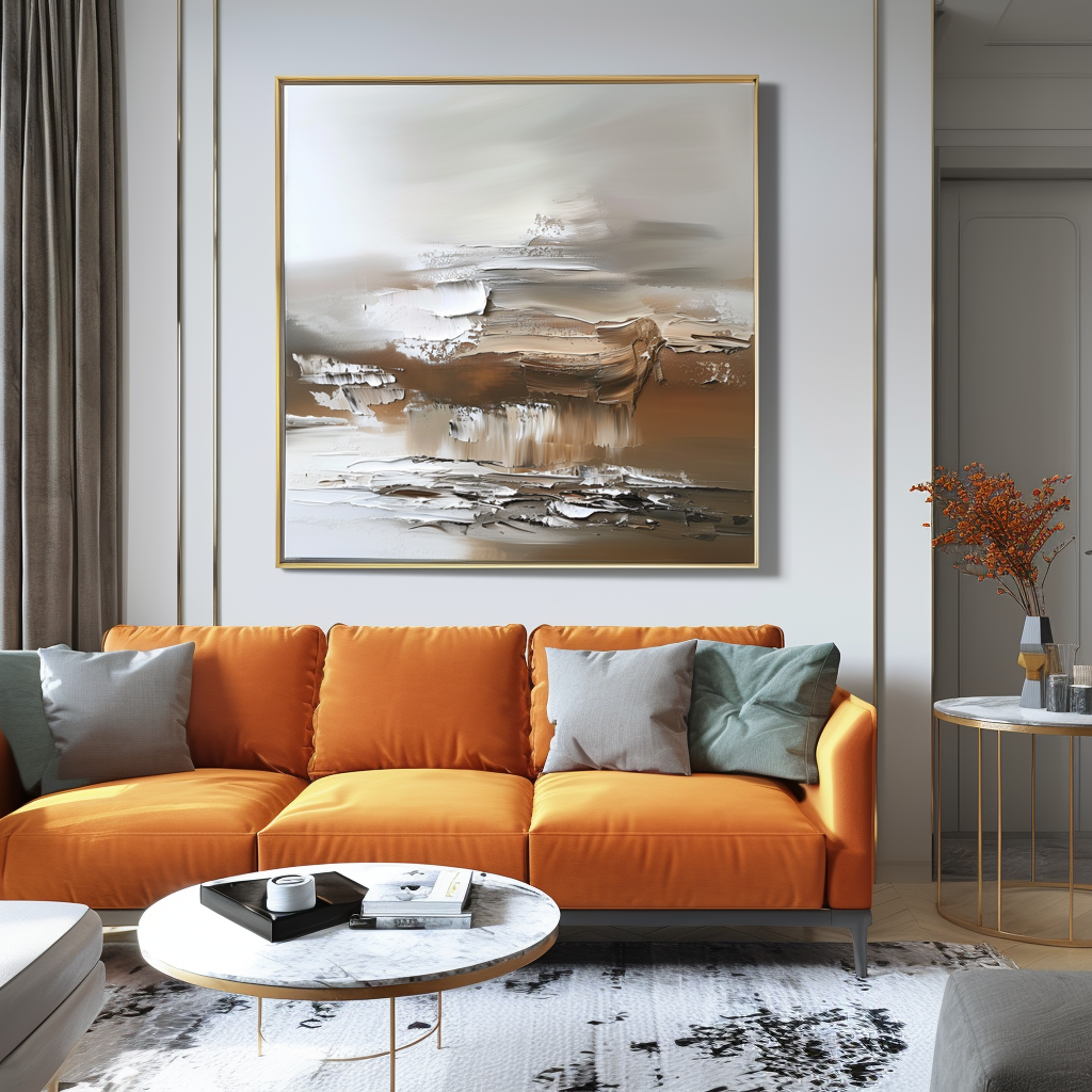 Earthbound Serenity - Handcrafted Textured Abstract Oil Painting for Modern Home Decor