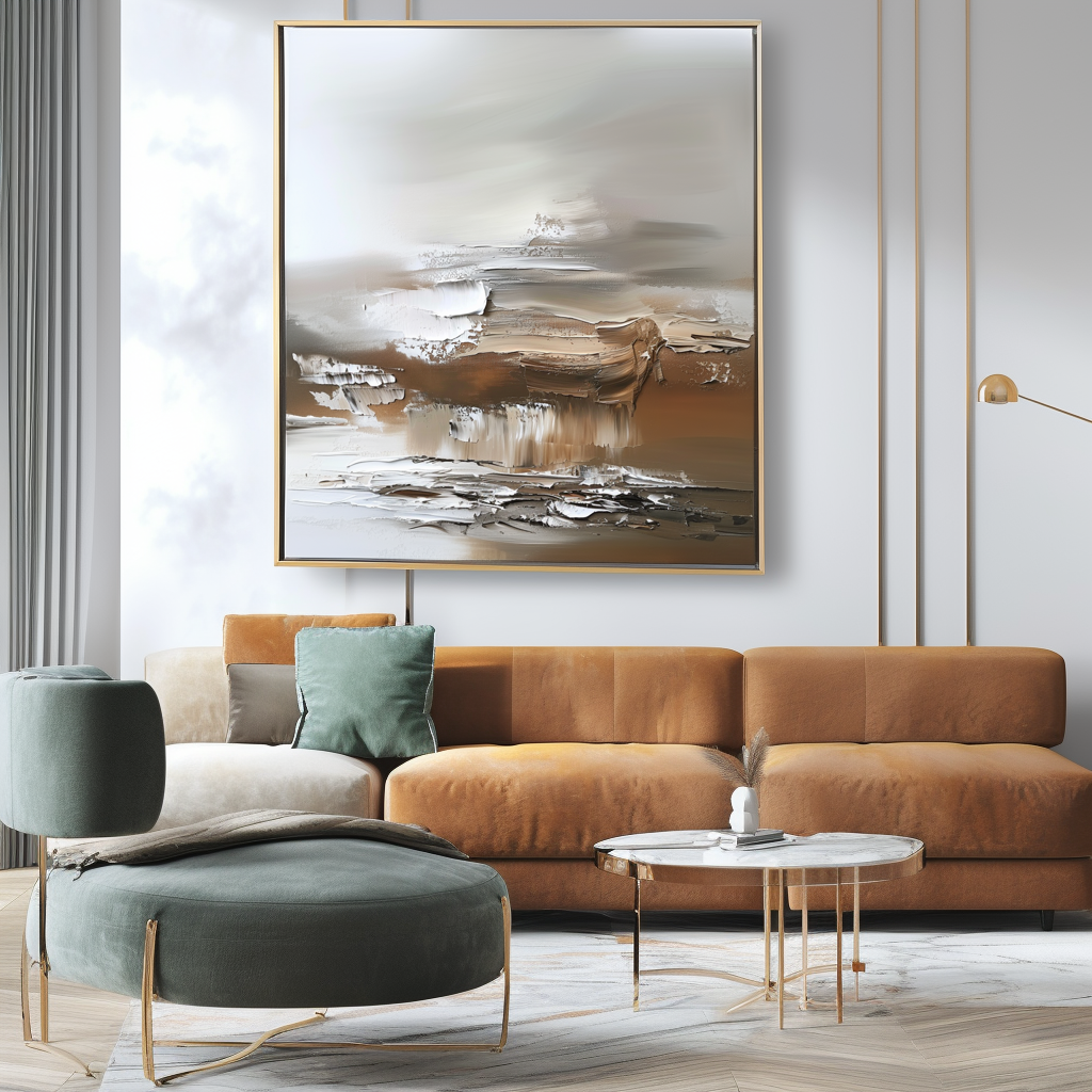 Earthbound Serenity - Handcrafted Textured Abstract Oil Painting for Modern Home Decor