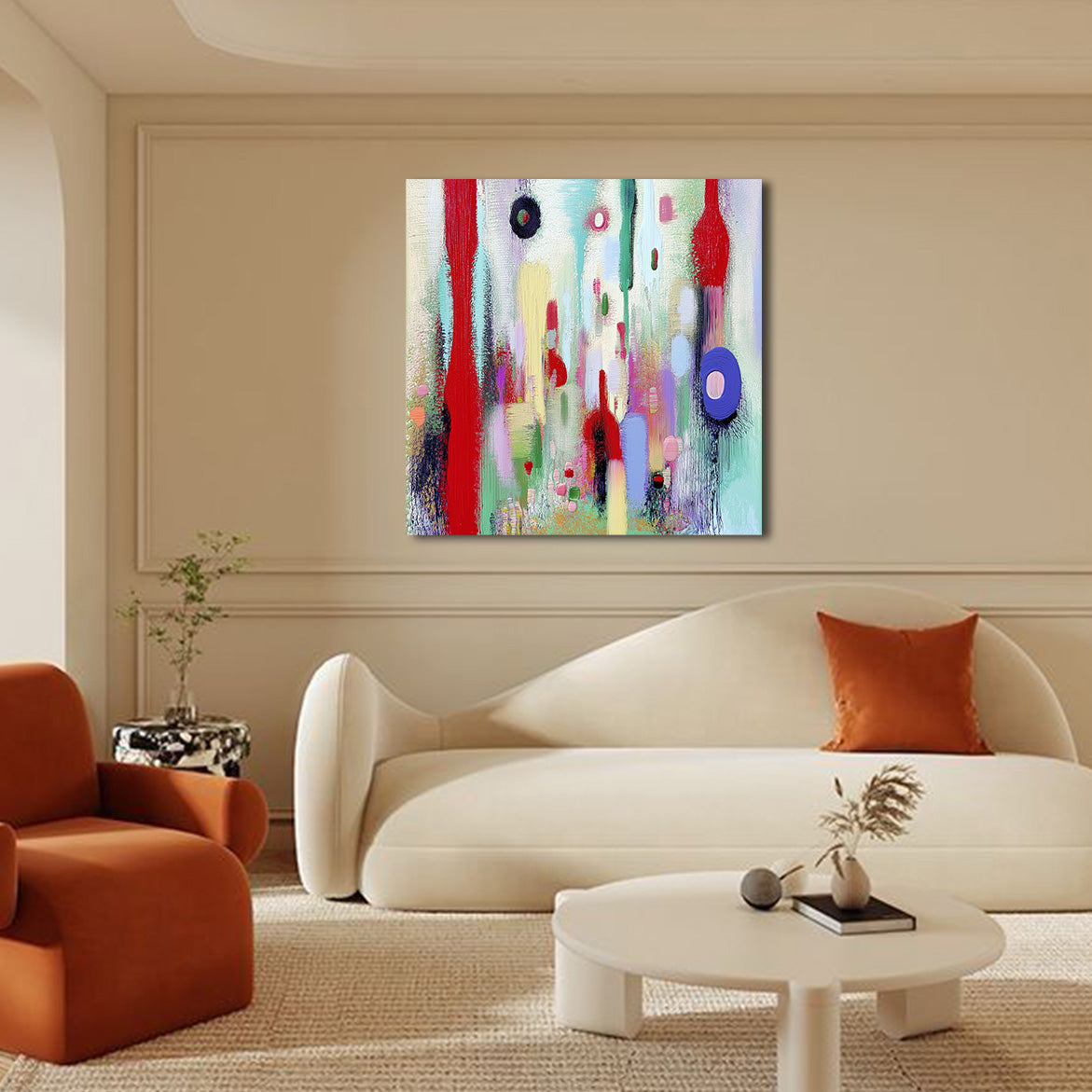 Echoes of Color - Large Colorful Abstract Oil Painting Bold Textured Modern Canvas Wall Art
