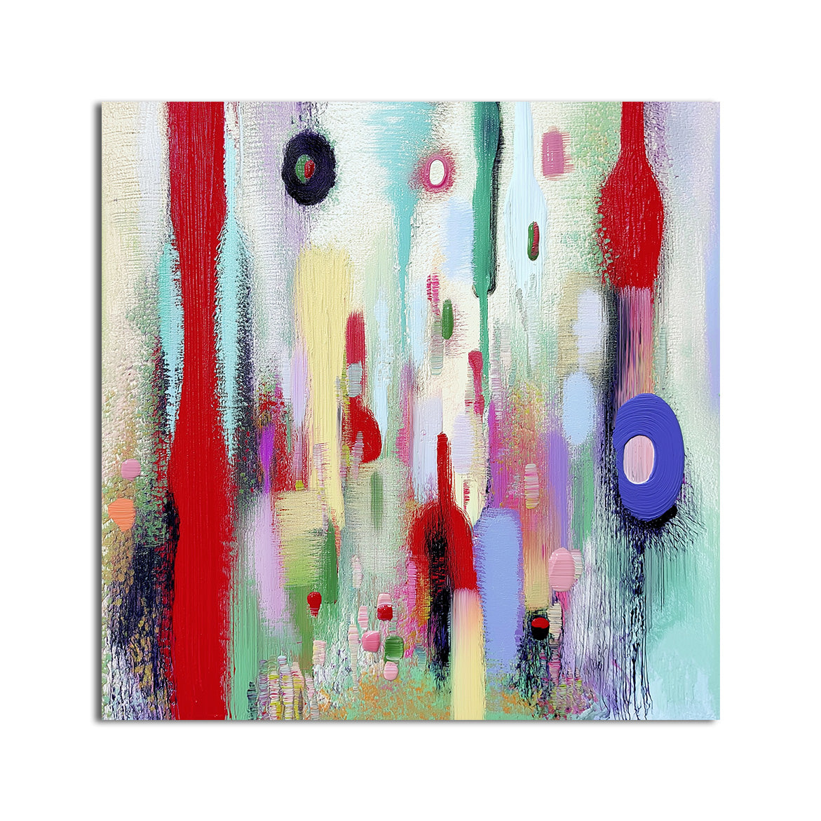 Echoes of Color - Large Colorful Abstract Oil Painting Bold Textured Modern Canvas Wall Art