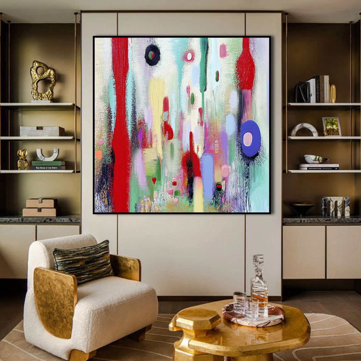 Echoes of Color - Large Colorful Abstract Oil Painting Bold Textured Modern Canvas Wall Art