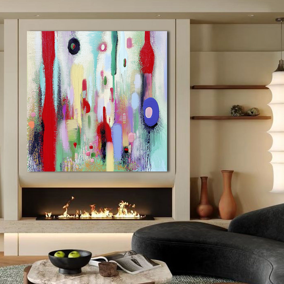 Echoes of Color - Large Colorful Abstract Oil Painting Bold Textured Modern Canvas Wall Art