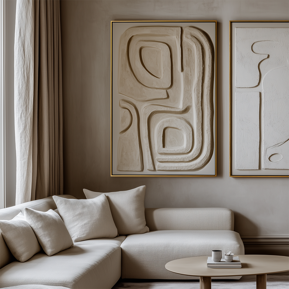 Echoing Paths-Modern Wabi-Sabi Wall Art - Handmade 3D Textured Abstract Geometric Decor Painting