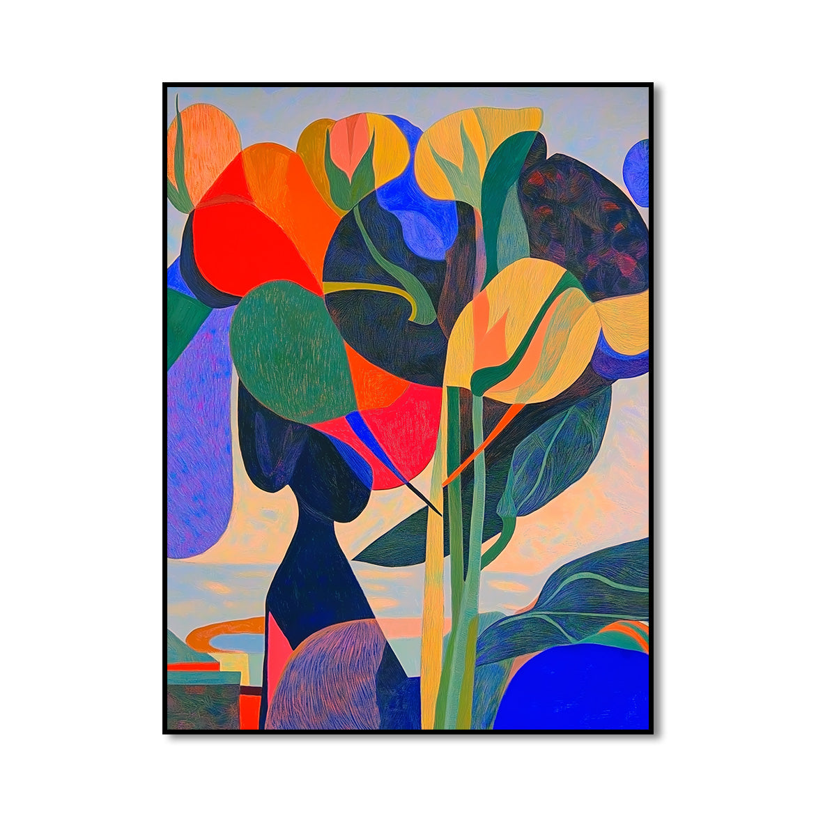 Electric Bloom - Colorful Abstract Botanical Art Modern Expressionist Floral Painting