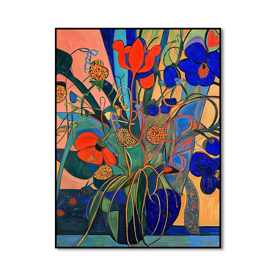 Electric Garden - Bold Abstract Floral Painting – Colorful Modern Expressionist Wall Art