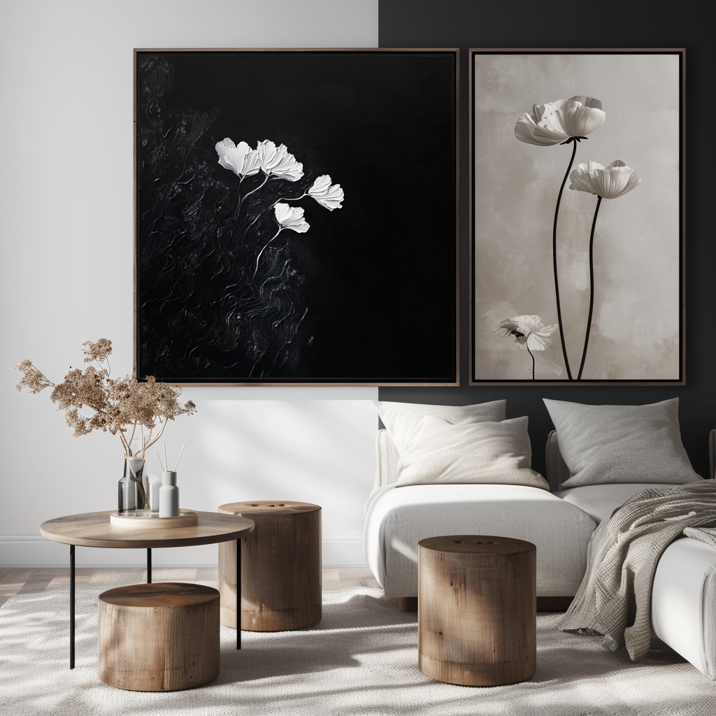 Timeless Elegance-Textured Minimalist Flower Painting for Modern Decor