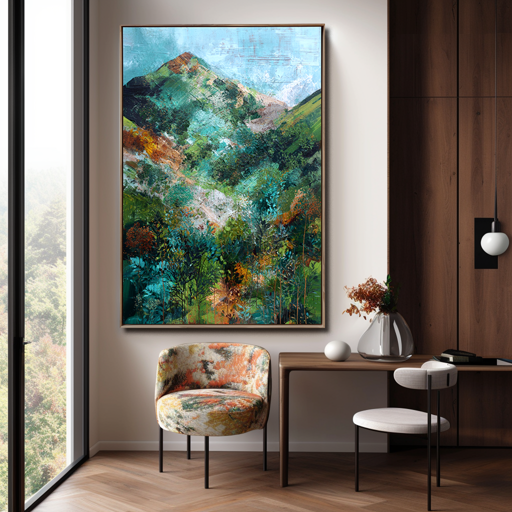 Emerald Peaks – Abstract Mountain Landscape Canvas Wall Art