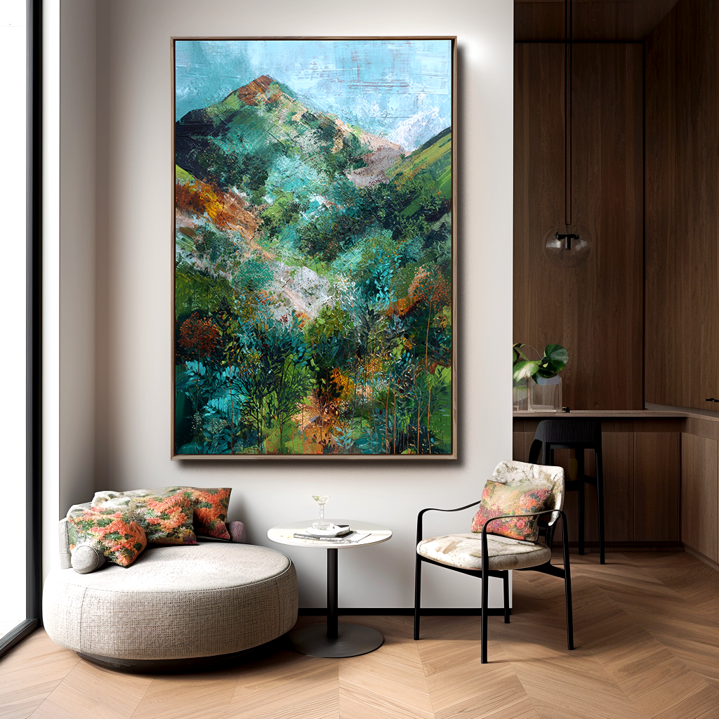 Emerald Peaks – Abstract Mountain Landscape Canvas Wall Art