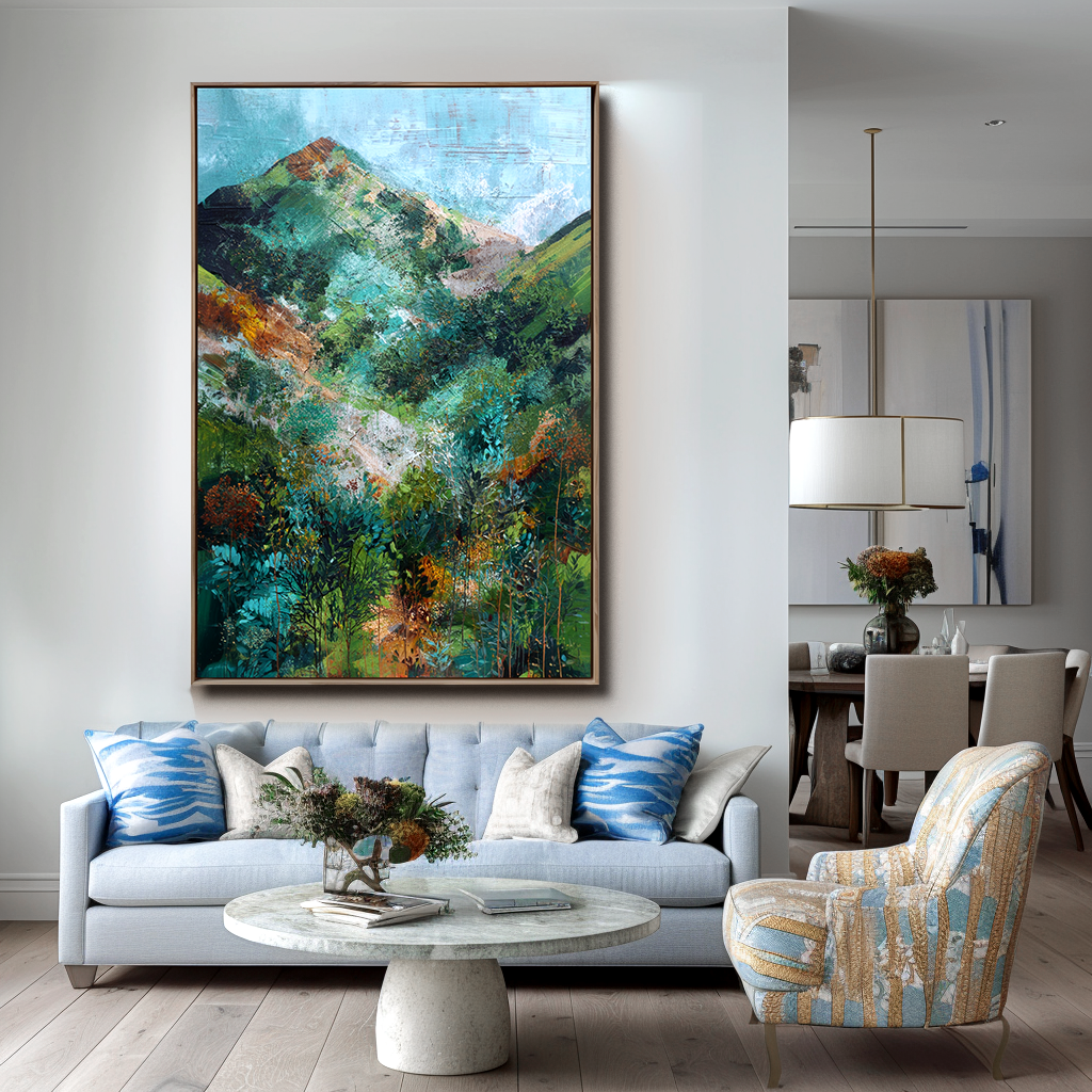 Emerald Peaks – Abstract Mountain Landscape Canvas Wall Art