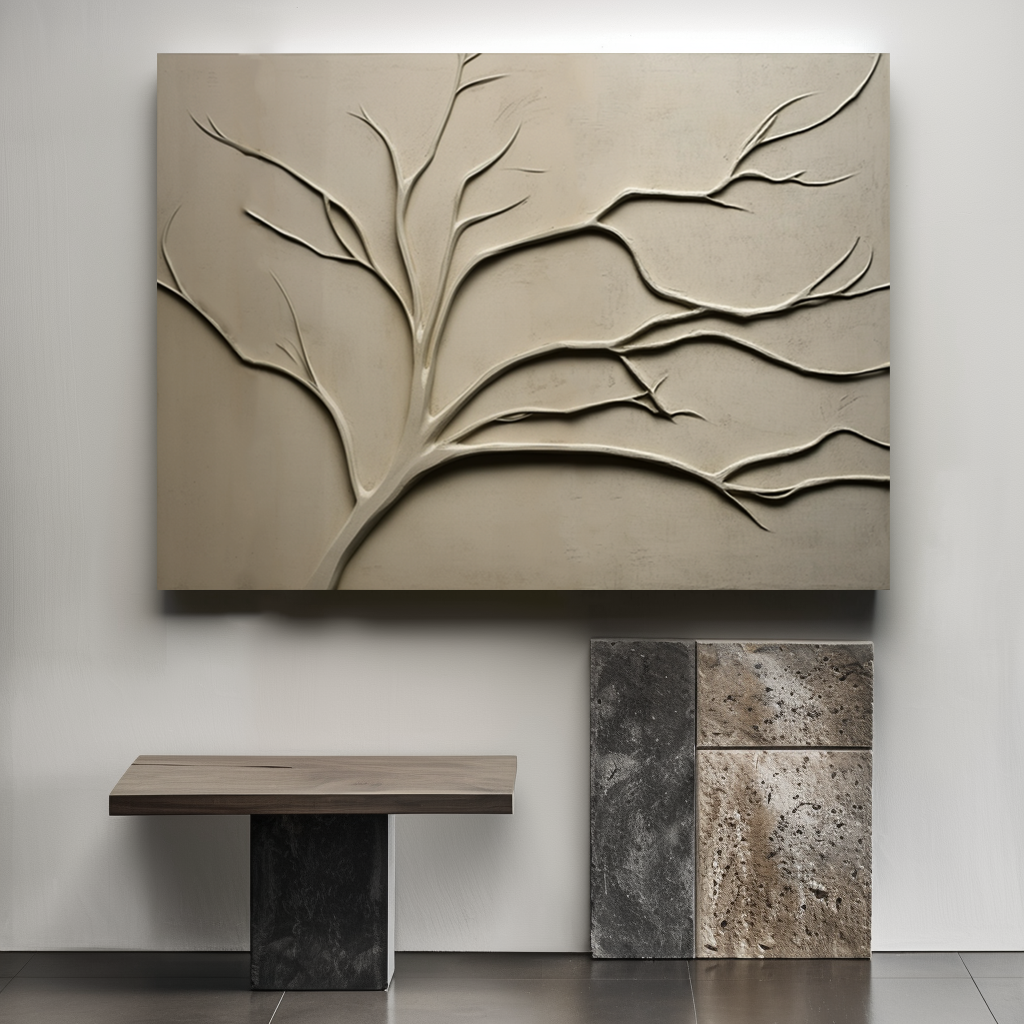 Eternal Branch-3D Textured Branch Wall Art - Wabi-Sabi Neutral Tones Relief Decor for Minimalist Home