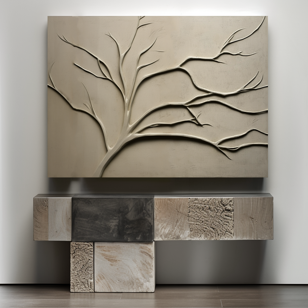 Eternal Branch-3D Textured Branch Wall Art - Wabi-Sabi Neutral Tones Relief Decor for Minimalist Home