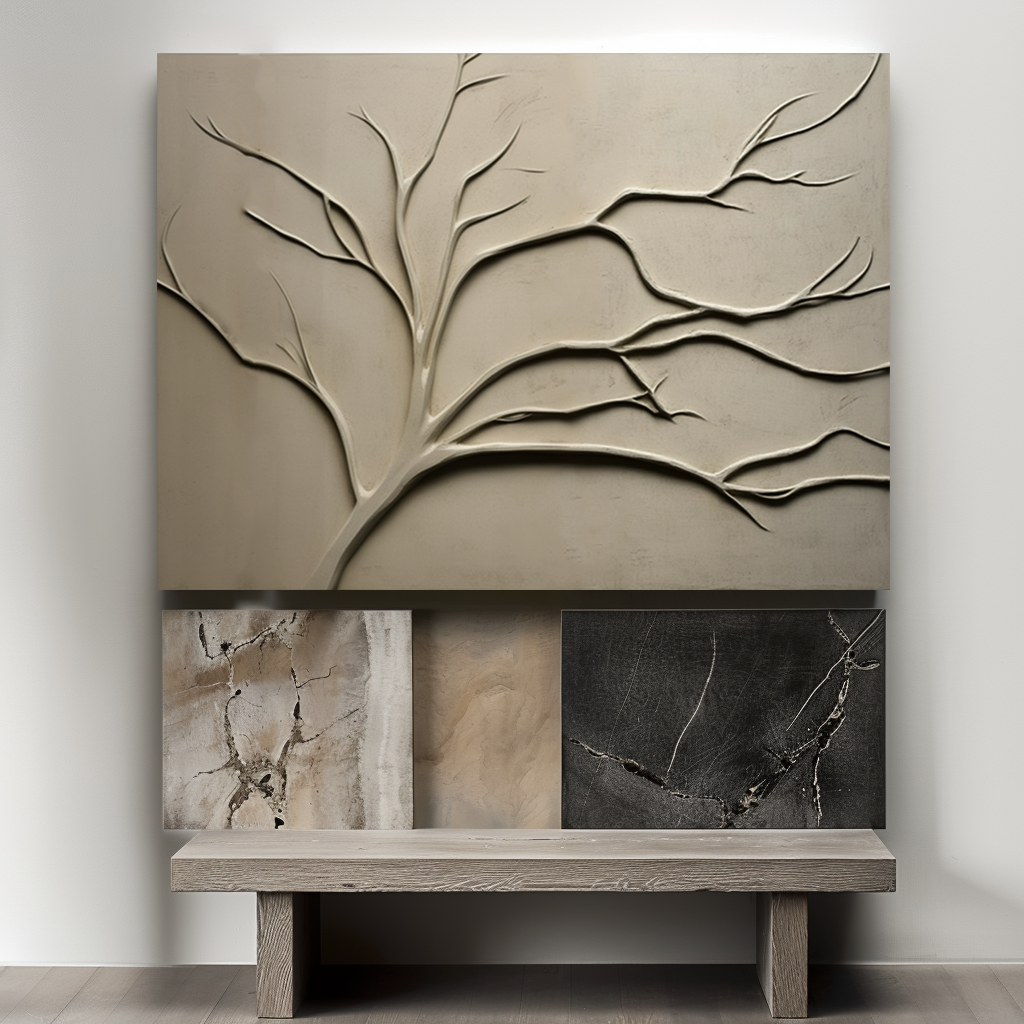 Eternal Branch-3D Textured Branch Wall Art - Wabi-Sabi Neutral Tones Relief Decor for Minimalist Home