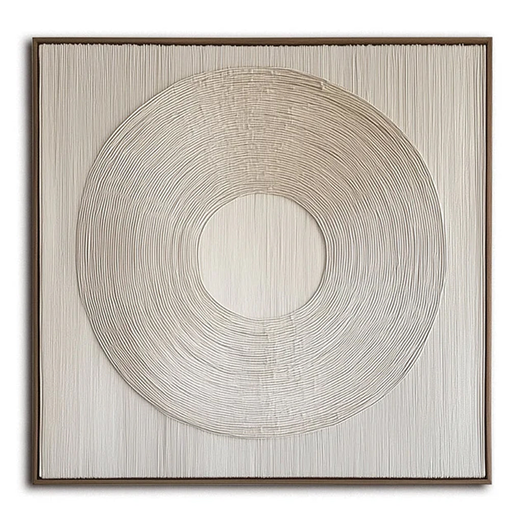 Textured Circular Pattern Framed Wall Art - Minimalist Abstract Decor for Home