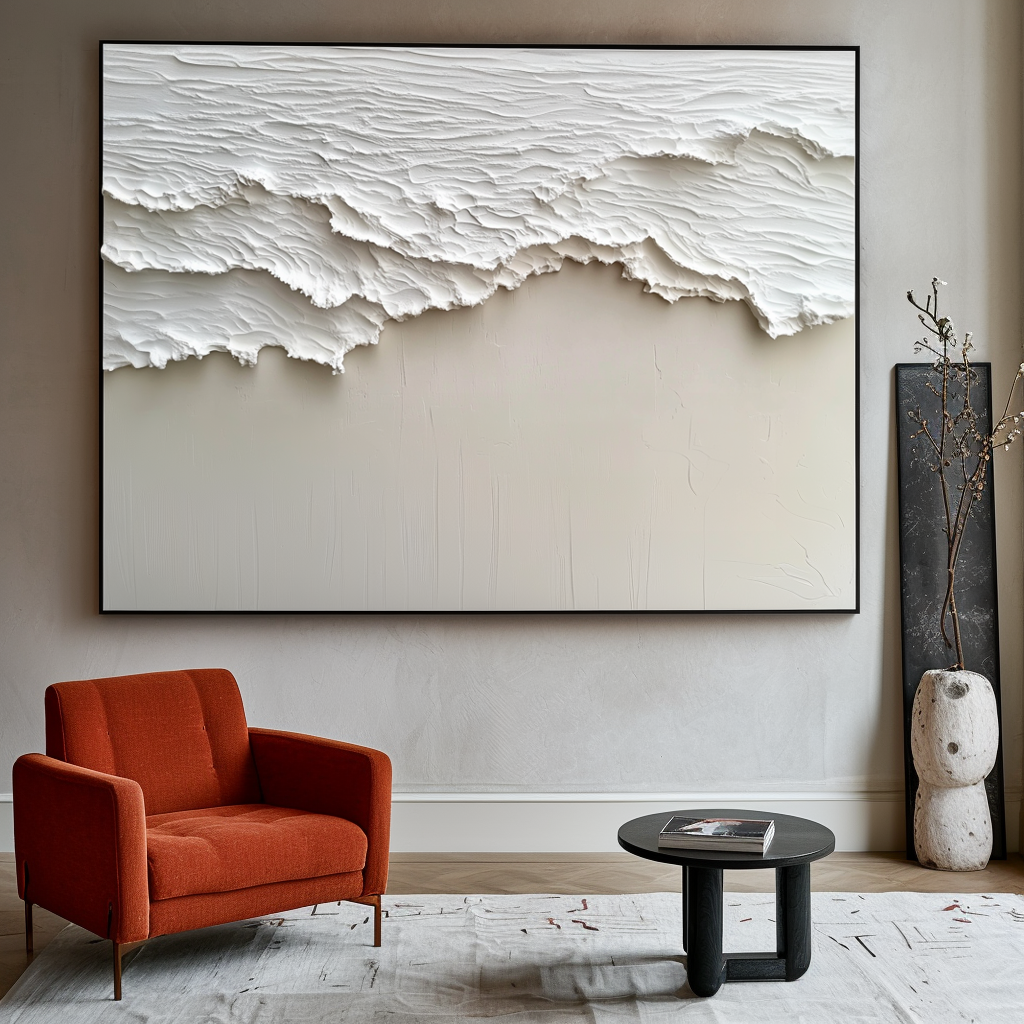 Ethereal Waves-Handcrafted Abstract Coastal Textured Painting for Wabi Sabi Interiors