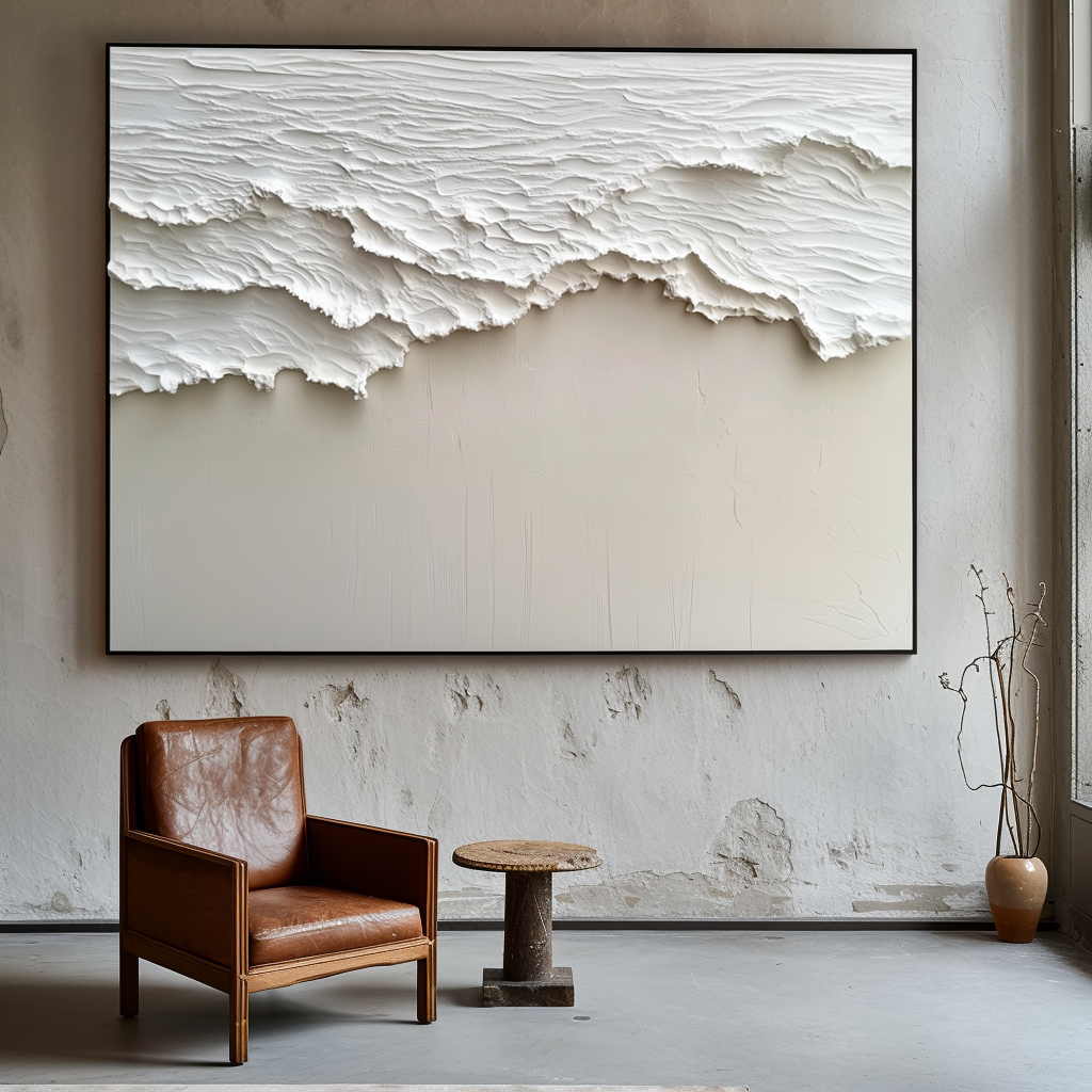 Ethereal Waves-Handcrafted Abstract Coastal Textured Painting for Wabi Sabi Interiors