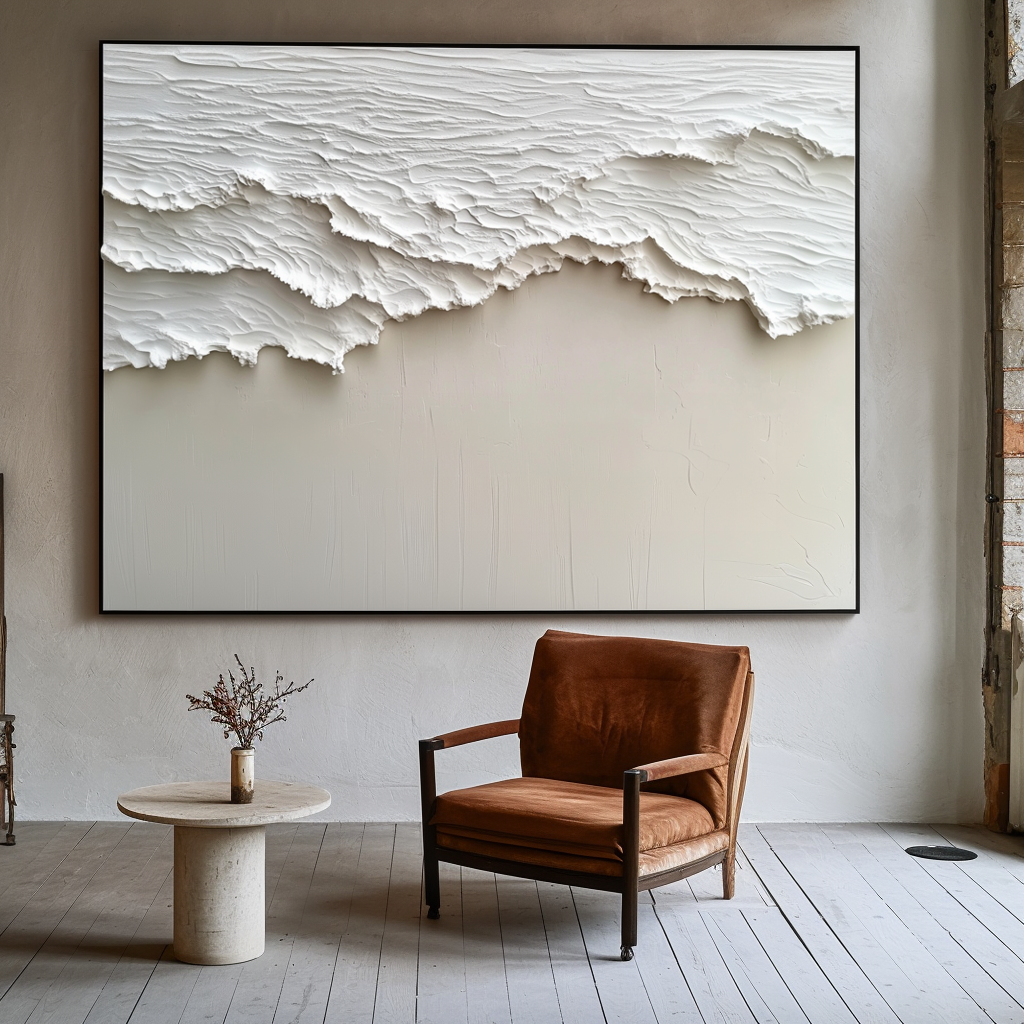 Ethereal Waves-Handcrafted Abstract Coastal Textured Painting for Wabi Sabi Interiors