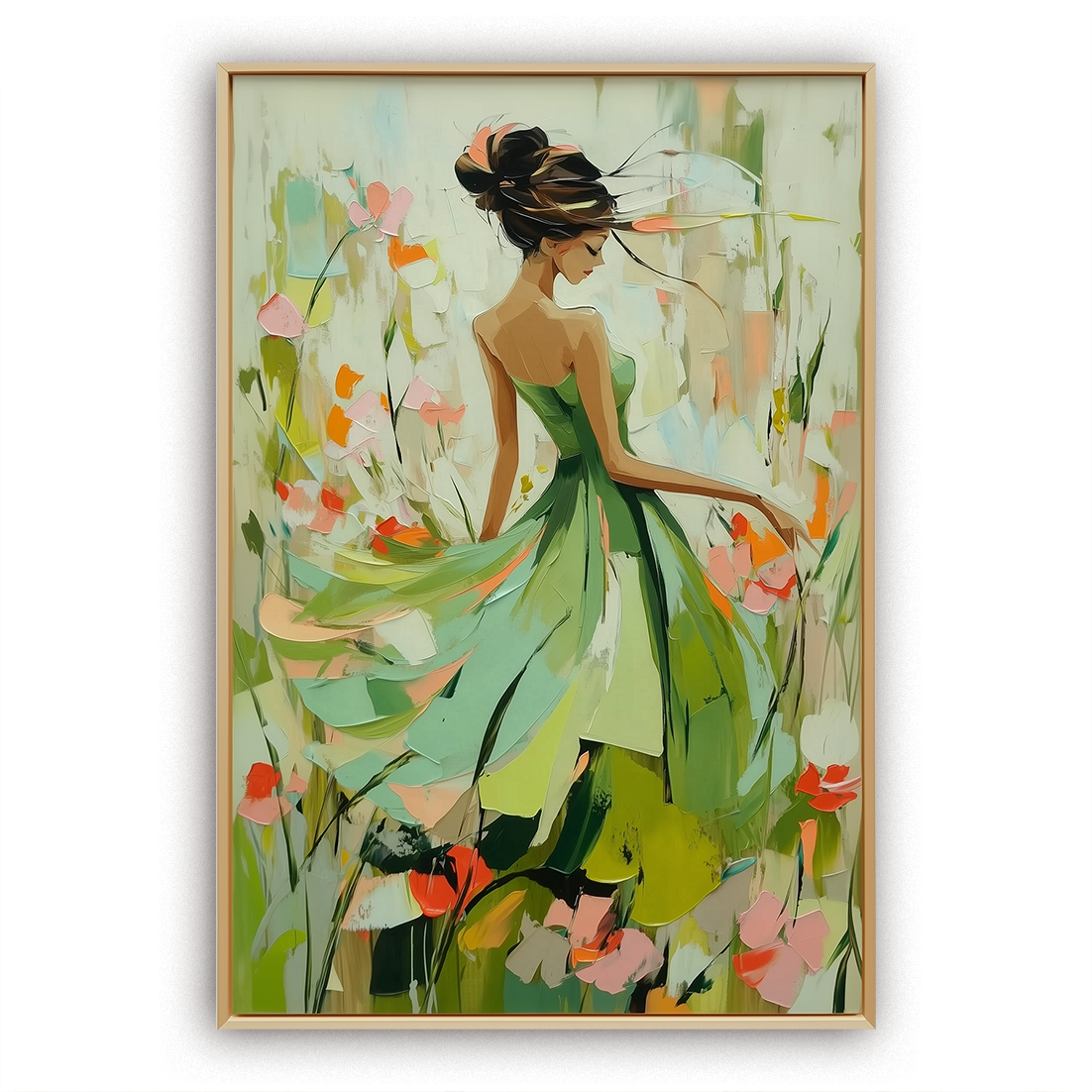 Abstract Female Portrait Oil Painting - Colorful Floral Garden Wall Art ...