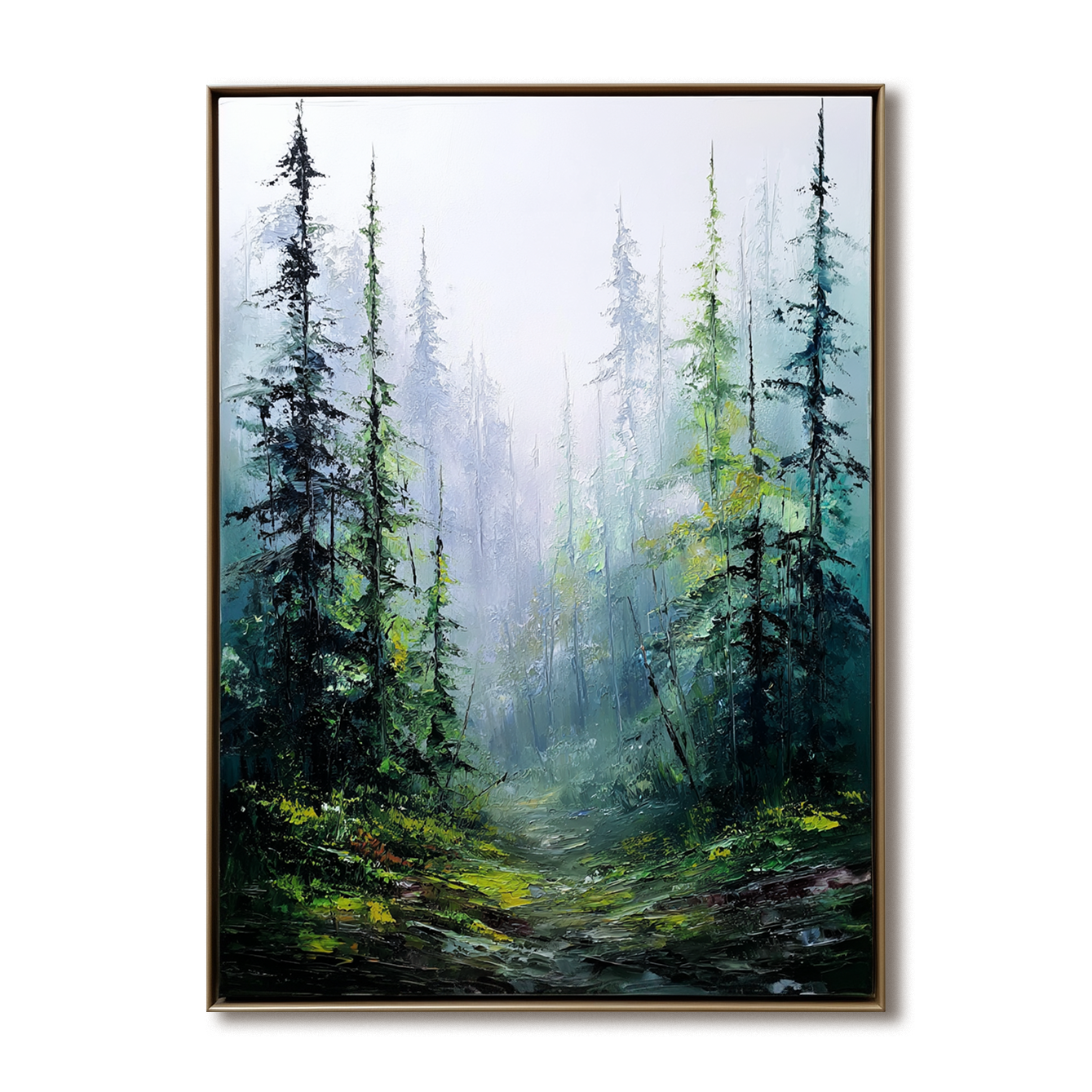 Forest Landscape Oil Painting - Large Nature Wall Art for Living Room