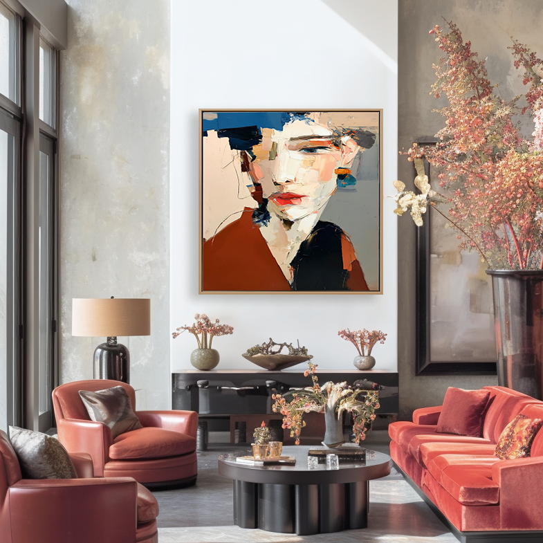 Fragmented Gaze – Abstract Woman Portrait Oil Painting on Canvas