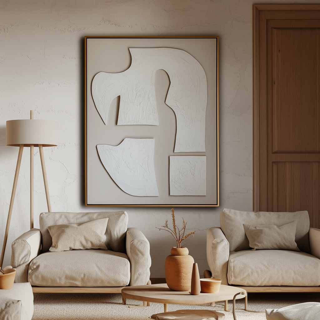 Fragmented Harmony-Abstract Home Decor Painting - Handcrafted Wabi-Sabi 3D Wall Art