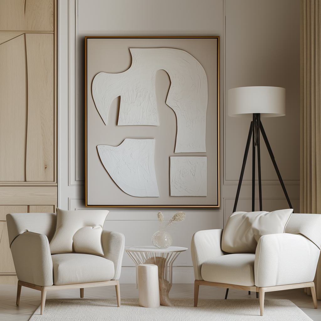 Fragmented Harmony-Abstract Home Decor Painting - Handcrafted Wabi-Sabi 3D Wall Art