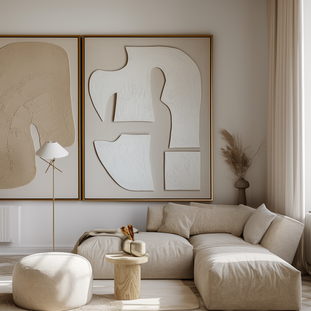 Fragmented Harmony-Abstract Home Decor Painting - Handcrafted Wabi-Sabi 3D Wall Art