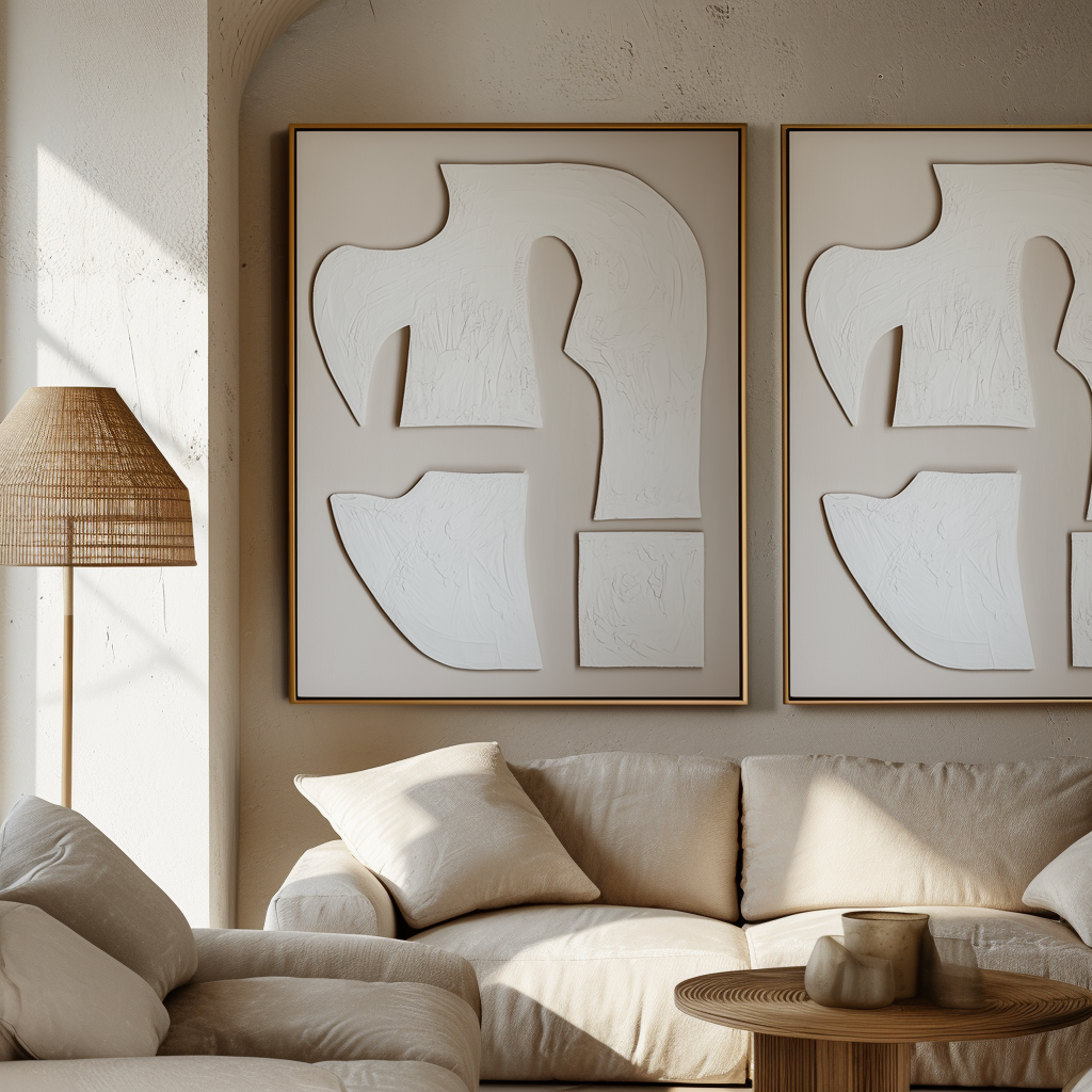 Fragmented Harmony-Abstract Home Decor Painting - Handcrafted Wabi-Sabi 3D Wall Art