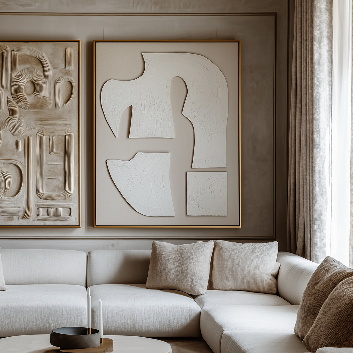 Fragmented Harmony-Abstract Home Decor Painting - Handcrafted Wabi-Sabi 3D Wall Art