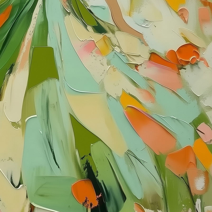 Garden Waltz-Romantic Figurative Oil Painting on Canvas | Textured Wall Art for Living Room