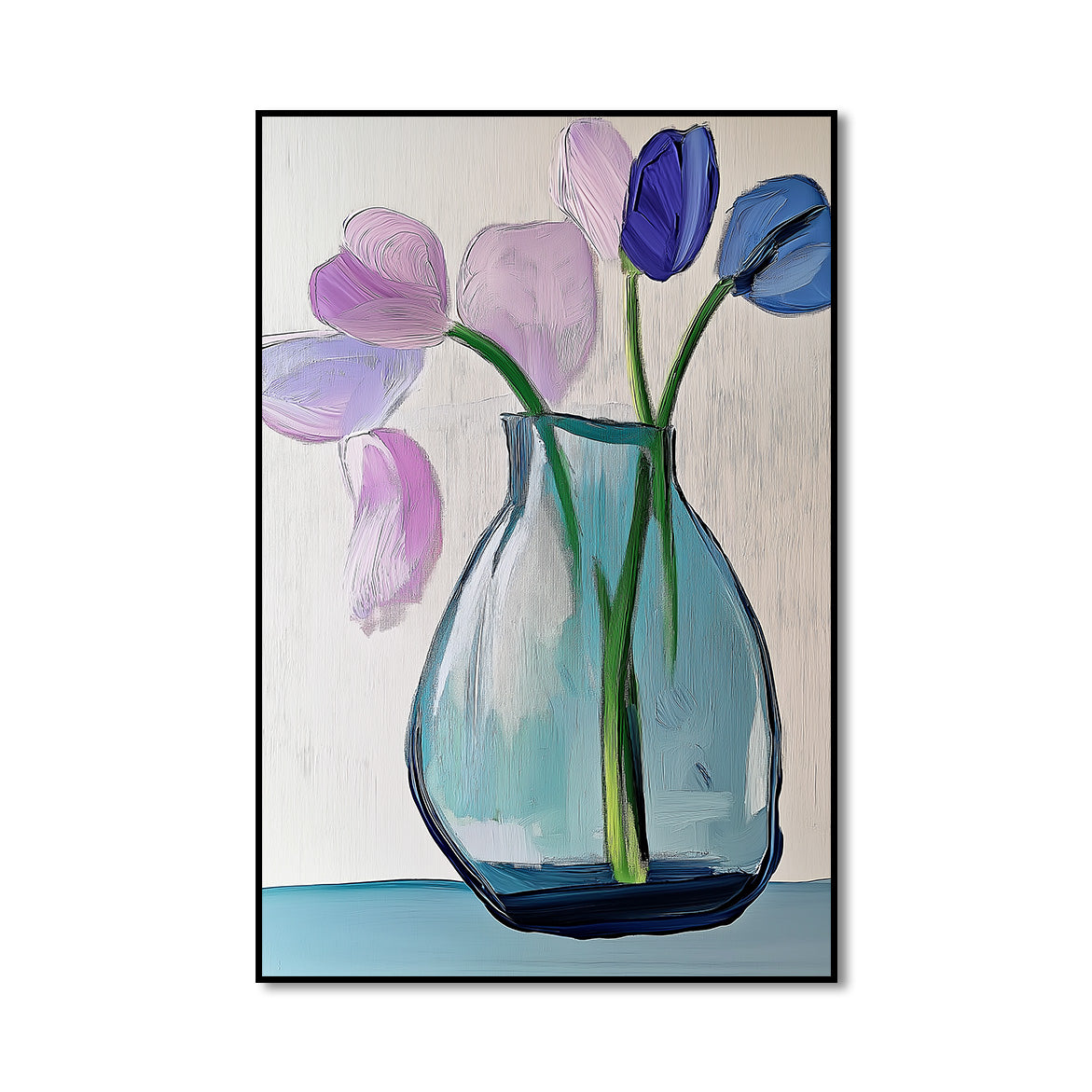 Gathered Whispers - Modern Abstract Flower Vase Painting Vertical Textured Floral Wall Art