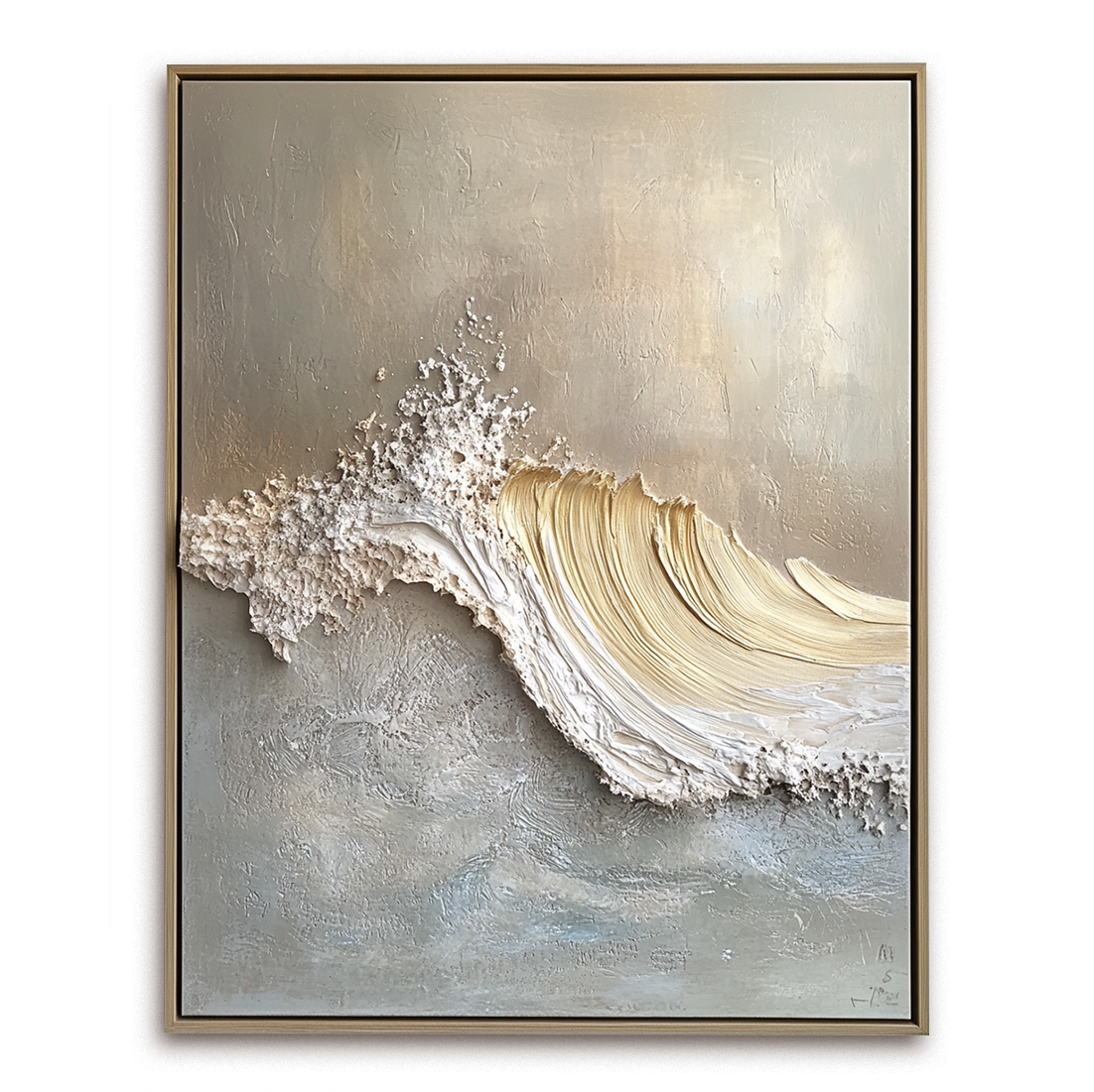 Golden Break – Sculptural Wave Textured Wall Art 3D Textured Abstract Wave Art
